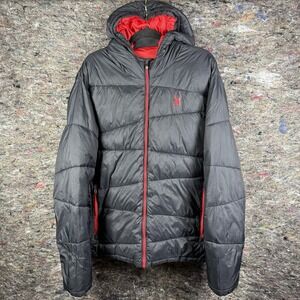 Spyder Jacket Mens XL Nexus Down Puffer Polar Black Red ThermaWeb Outdoor Ski‎